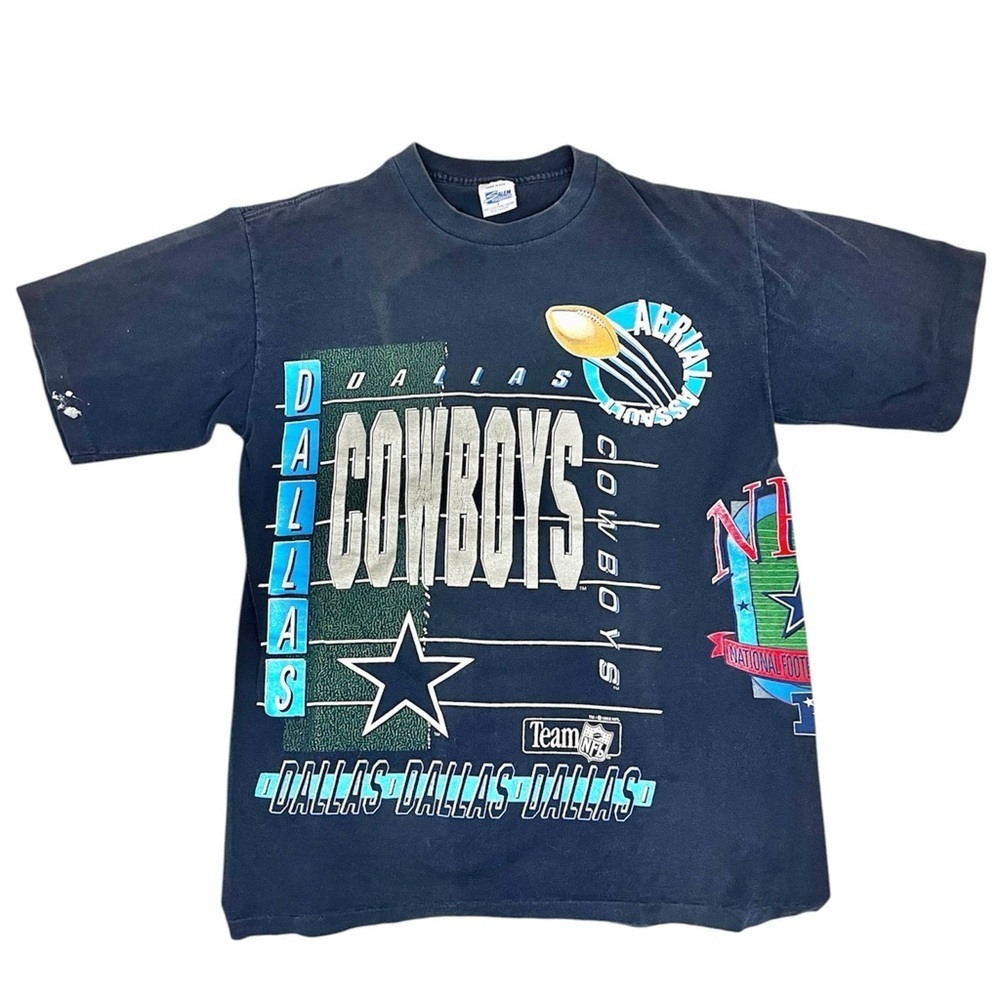 1992 Dallas Cowboys Vintage Single Stitched AOP Salem T-Shirt Size L